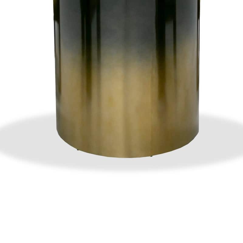 Cid Vito 47 Inch Dining Table, Round Top, Steel Pedestal Base, Black Wood