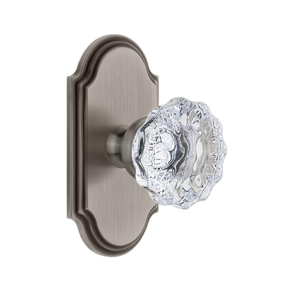 Grandeur ARCFON_SD_NA Arc Solid Brass Rose Single Dummy Door Knob with Fontainebleau Crystal Knob