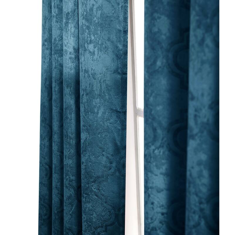 HLC.me Redmont Lattice Thermal Room Darkening Light Blocking Privacy Blackout Grommet Curtain Panels - Set of 2