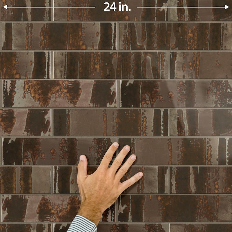 Merola Tile Joliet Dark Amber 3" x 12" Ceramic Wall Tile