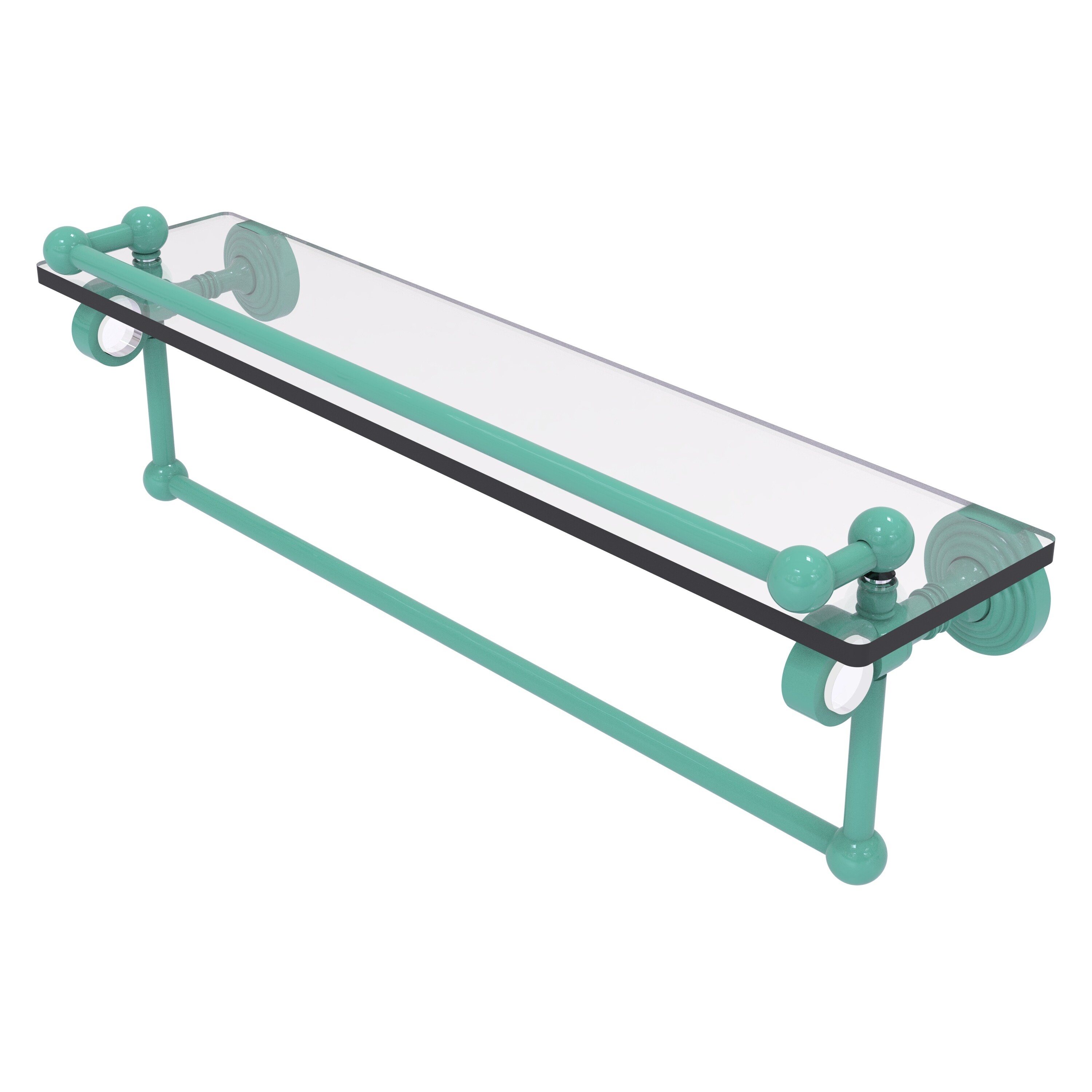 Allied Brass Pacific Grove Collection 16 Inch Glass Shelf with Gallery Rail and Towel Bar