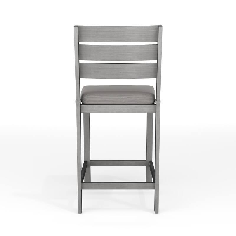 Martha Stewart All-Weather Bar Height Patio Set with 35.5" Square Slat Top Table and 2 Stools - 19.5"W x 22.5"D x 44.5"H