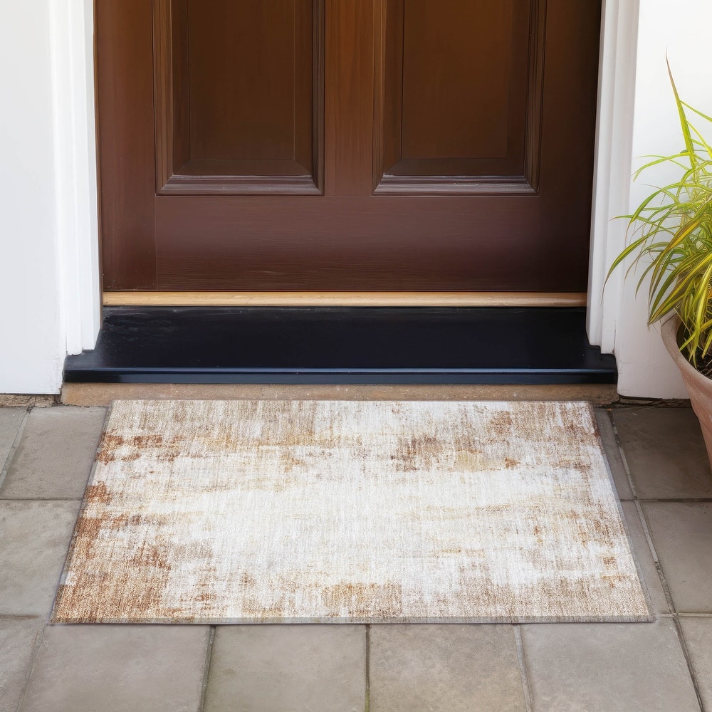 Machine Washable Indoor/Outdoor Abstract Solid Chantille Rug