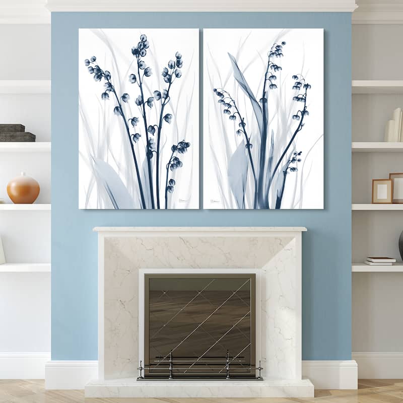 "Radiant Blues 1&2" Frameless Free Floating Tempered Glass Panel Graphic Wall Art