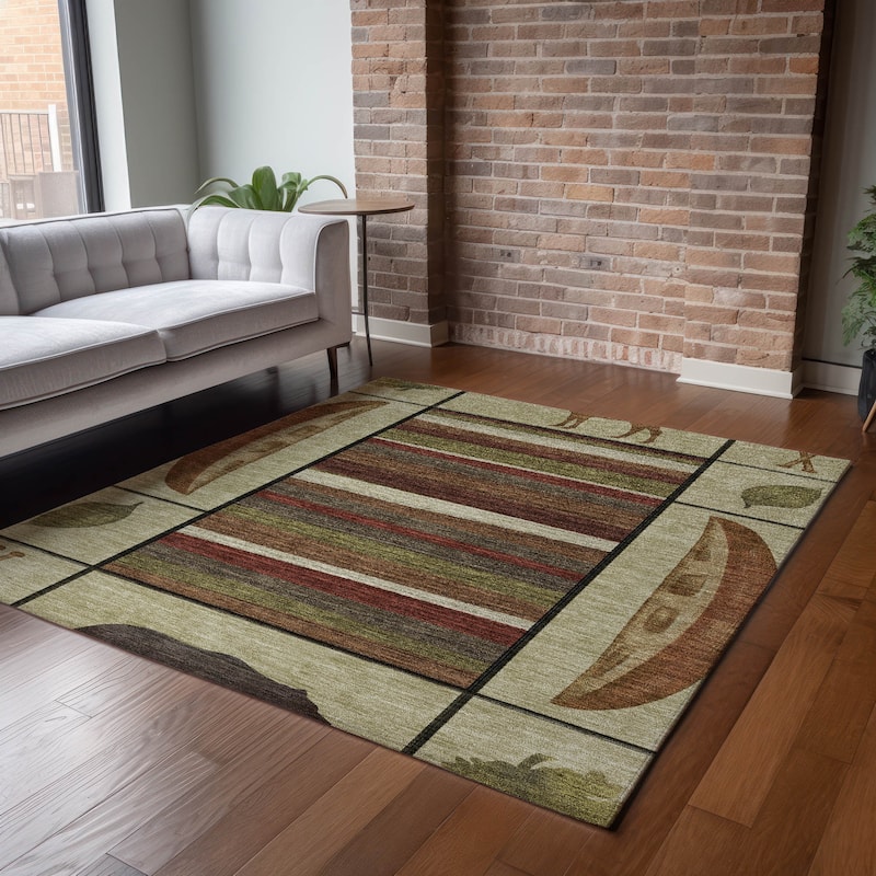 Premium Washable Super Soft Canoe Moose Bear Cabin Mayfield Rug
