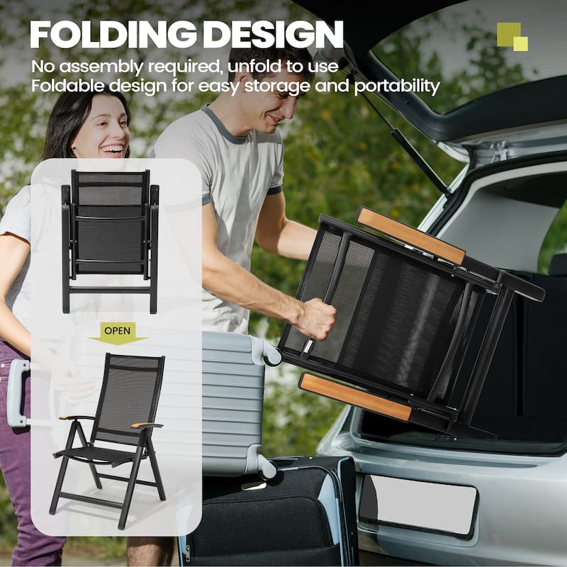 7/9-Piece Outdoor Patio Dining Set Aluminum Rectangular Dining Table and Folding Chairs