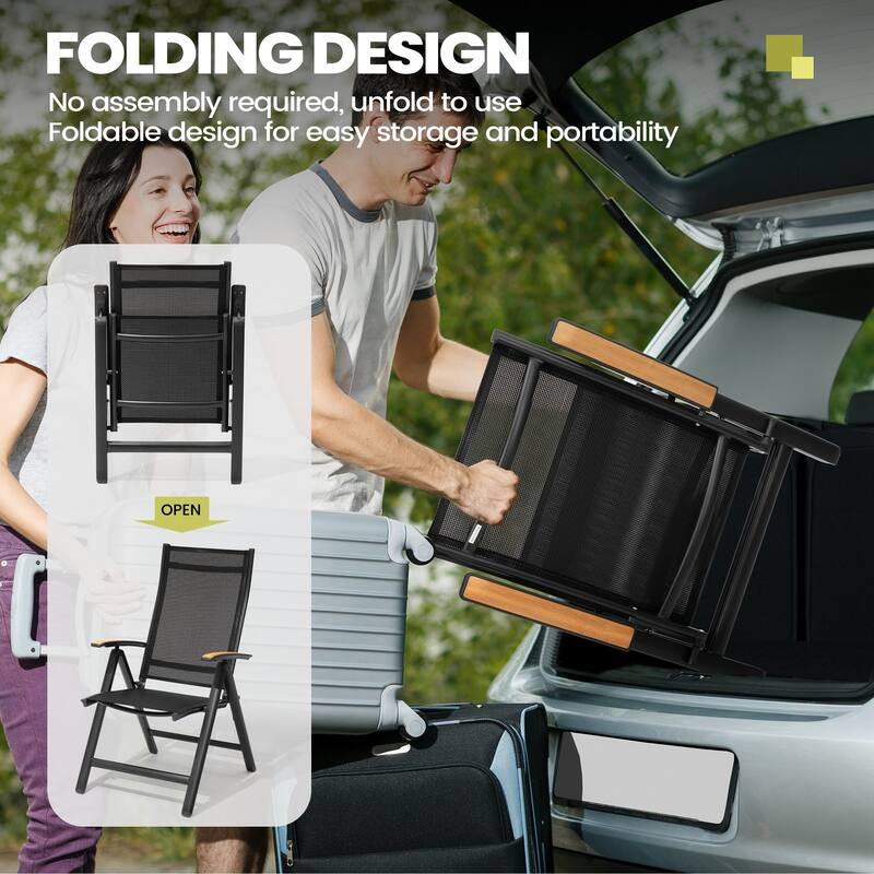 7-Piece Outdoor Patio Dining Set Aluminum Extendable Table with Adjustable Folding Chairs