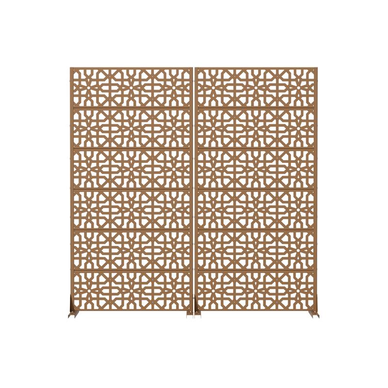 Rectangle Outdoor Privacy Screens Metal Screen Fence Panel Set of 2