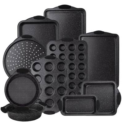 Nonstick Stackable Bakeware Set - Durable, Easy Release Baking Set, Black, 10 Pcs