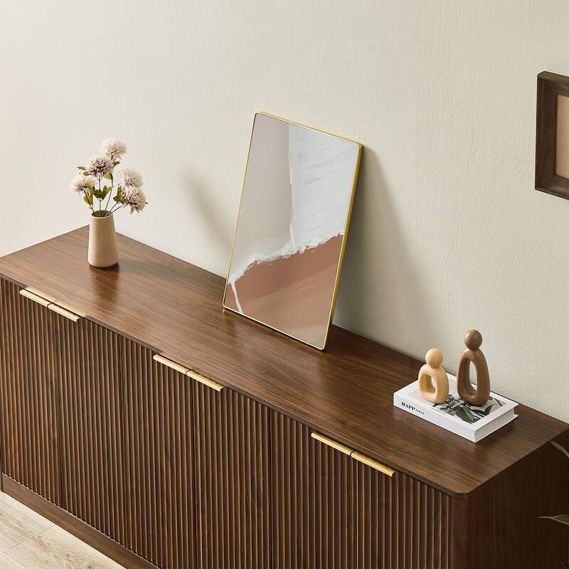 Modern Wavy Sideboard Large Buffet Storage Cabinet Entryway Floor Cabinet TV Stand Coffee Bar Cabinet