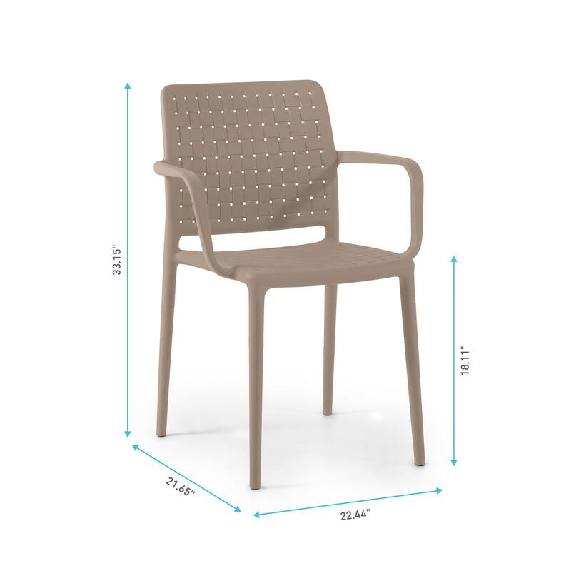 WRGHOME Modern Stacking Patio Dining Armchair Indoor/Outdoor (Set of 2) - 33.15'' H X 22.44'' W X 21.65'' D