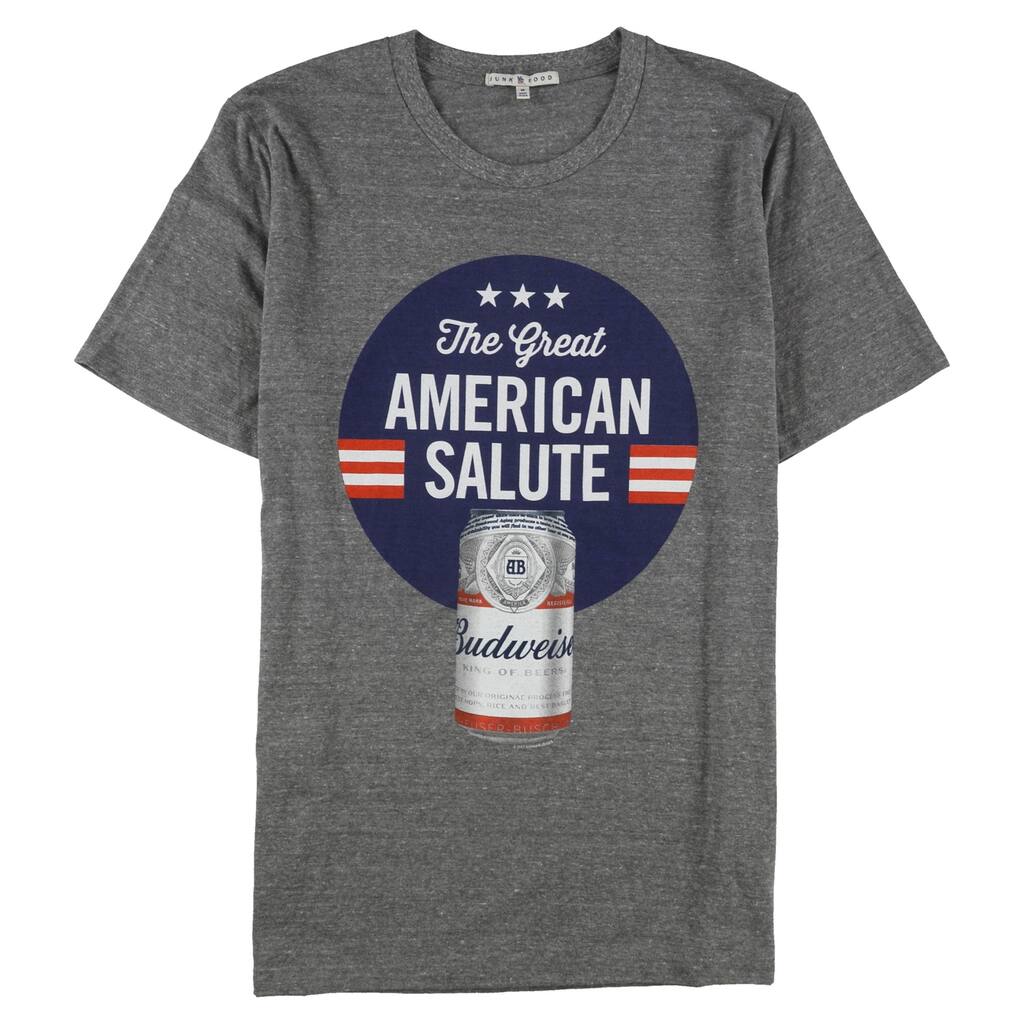 Junk Food Mens Budweiser Graphic T-Shirt, Grey, Small