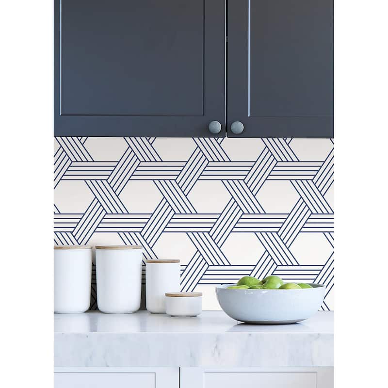 Scott Living Indigo Illusion Self Adhesive Wallpaper