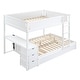 preview thumbnail 36 of 43, Full-Over-Full Bunk Bed with Twin Size Trundle Bed Frame, Storage and Desk Multifunctional Storage Bed for Kids Teens Adults