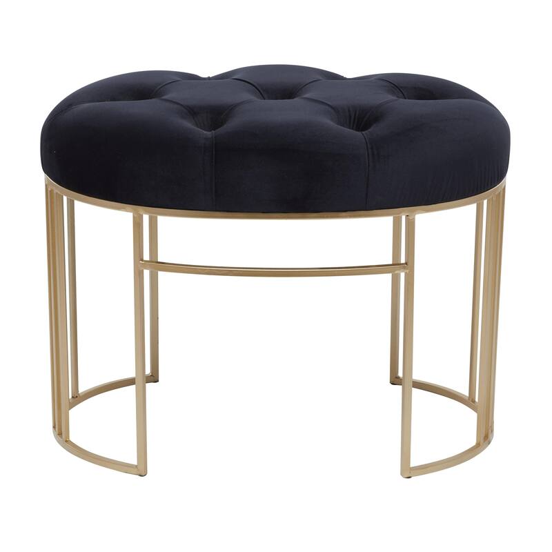 White, Black or Gray Velvet Tufted Home Bench with Gold Metal Legs