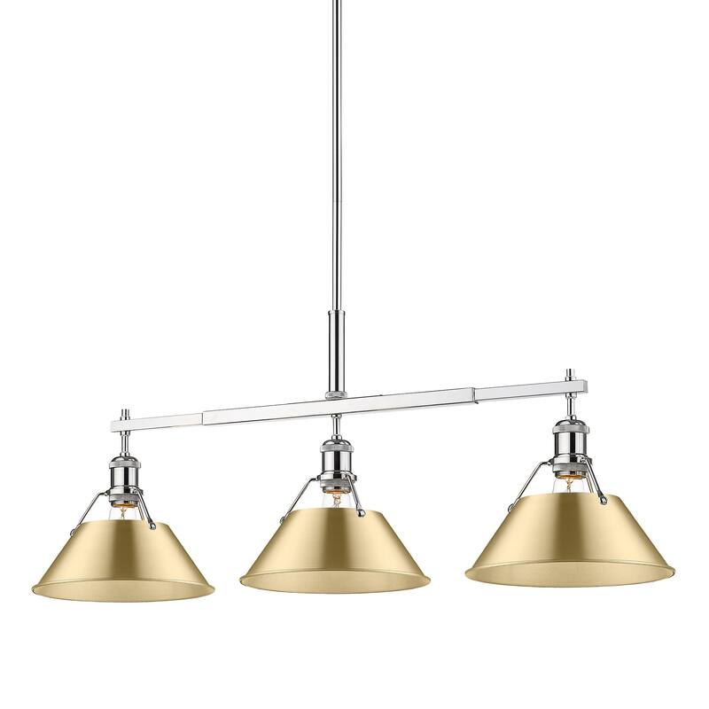 Yep by Golden Lighting Orwell 3-light Island Light in Chrome and Brushed Champagne Brass shade - Silver