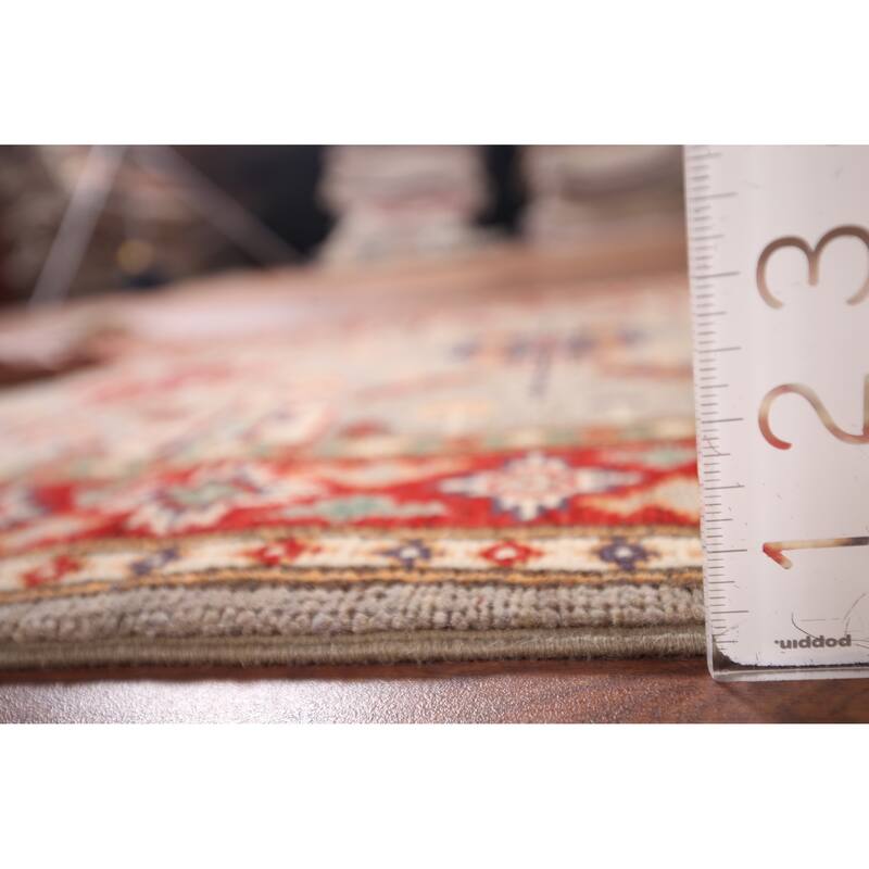 Beige Geometric Kazak Foyer Rug Handmade Wool Carpet - 2'9" x 4'2"