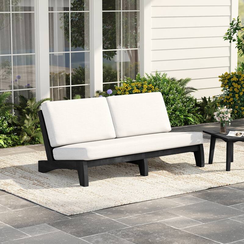 3 Seat Wood 64" W Outdoor Patio Sofa with Cushion