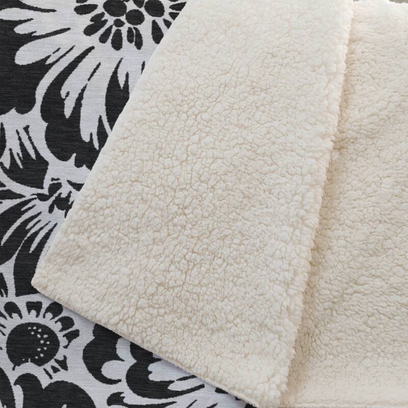 Premium Machine Washable Modern Floral Sherpa Throw Blanket