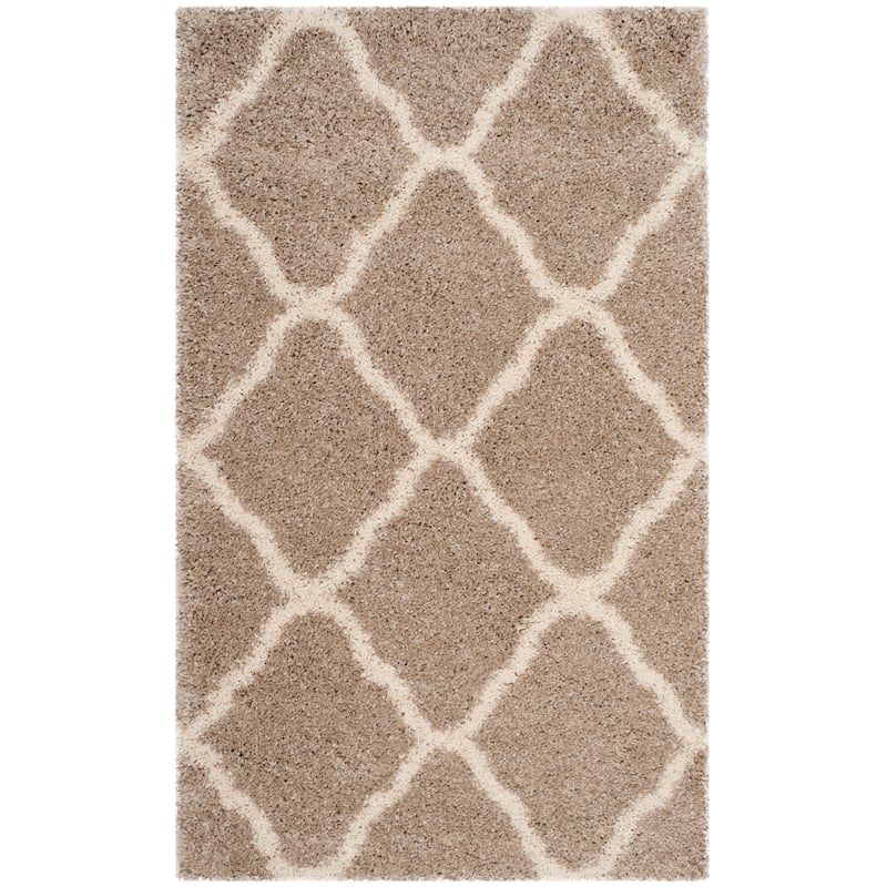 SAFAVIEH Hudson Shag Athena Trellis 2-inch Thick Rug - 2' x 3' - Beige/Ivory