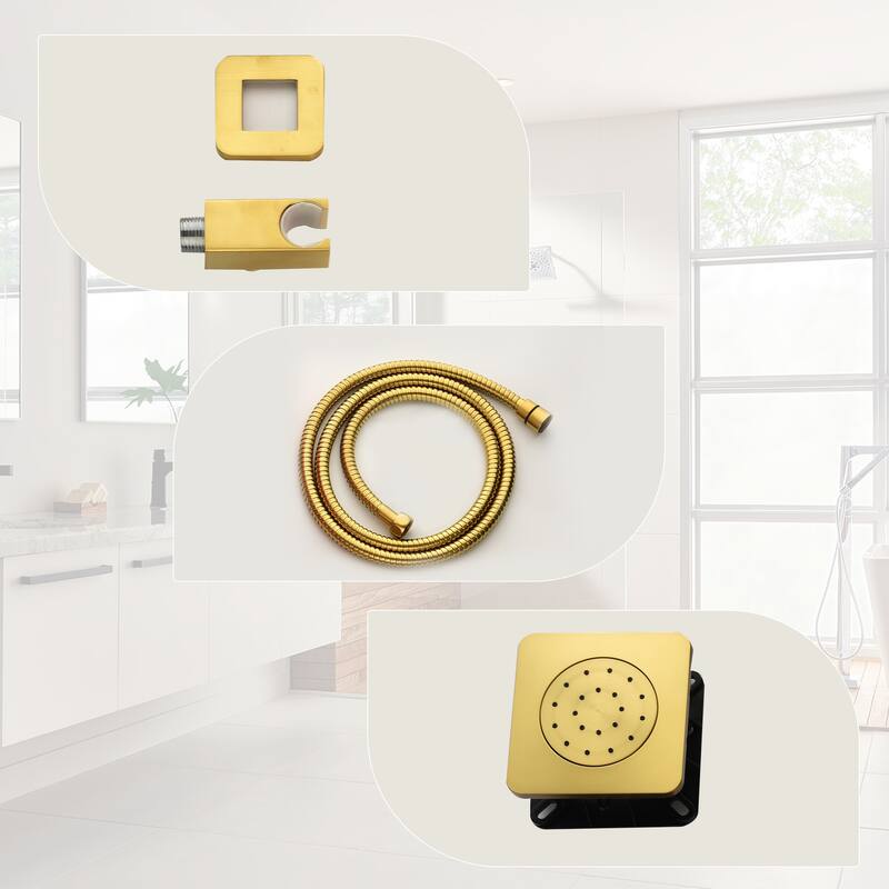 4-Mode Complete 24'' Rain and Waterfall Shower System with 3 Body Jets and Handheld Showerhead