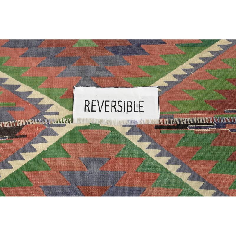 Hand Woven Oriental 100% Wool Carpet Southwestern Tribal Coral Kilim Area Rug - 7' 8'' X 6' 1''