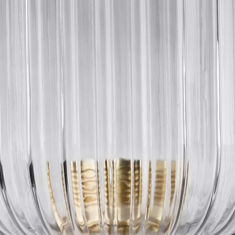 Rowan River of Goods 21.25-Inch Brushed Gold Metal Table Lamp with Glass Shade