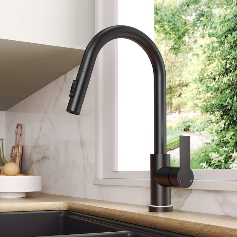 Kitchen Faucets with Pull Down Sprayer LED Single Handle High Arc Pull Out Kitchen Faucet Kitchen Sink Faucet