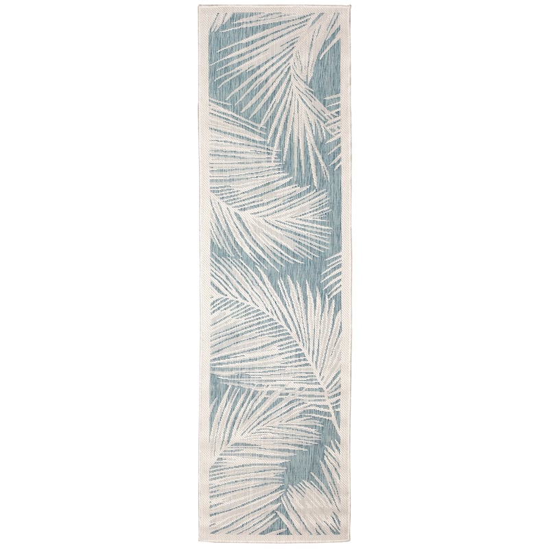 Liora Manne Carmel Fronds Indoor/Outdoor Rug - 1'11" x 7'6" - Aqua