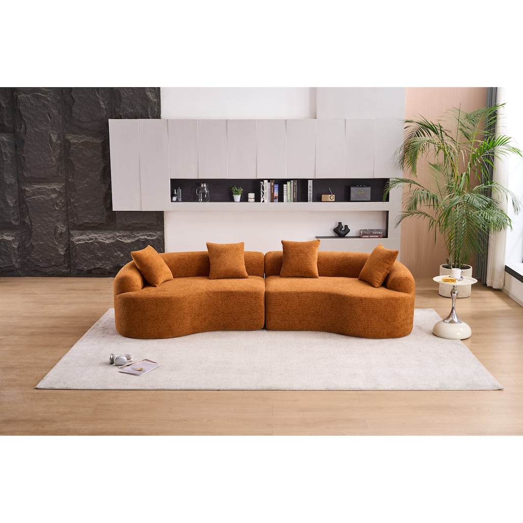 Home Furniture Sleeper 4 Seater Sectional Sofa with 4 Pillows