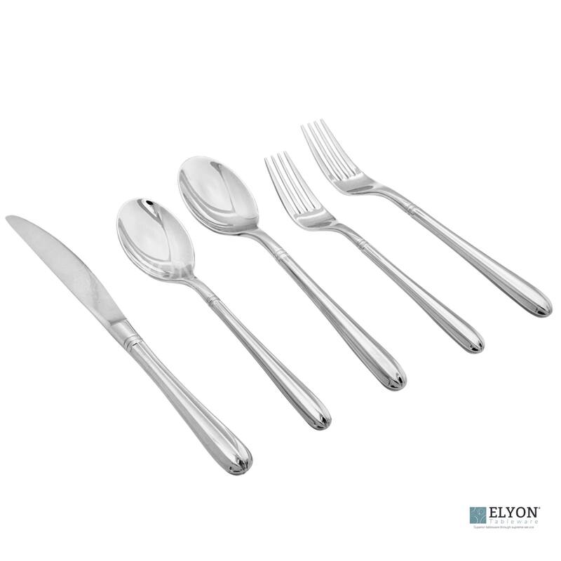 Elyon Royal Column Silverware Set 20 Pieces Forged Stainless Steel Flatware Service for 4 - Silver - Service for 4