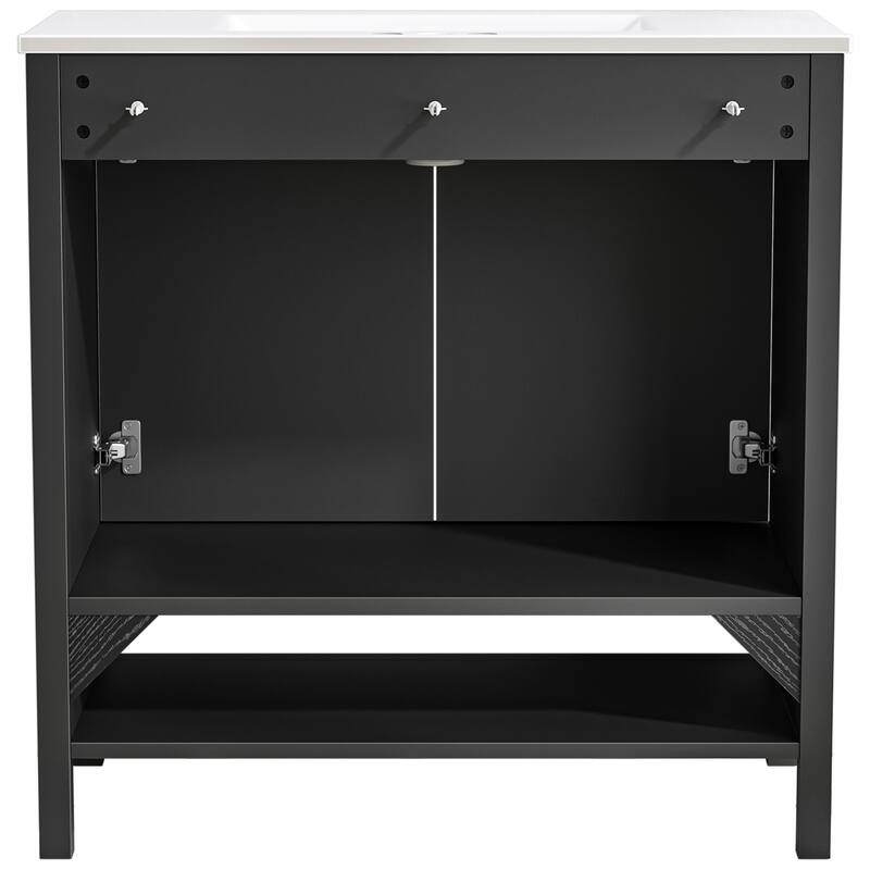 Anmytek 24'' Single Bathroom Vanity Cabinet with Ceramic Sink Combo Bathroom Storage Cabinet With Soft Close Doors