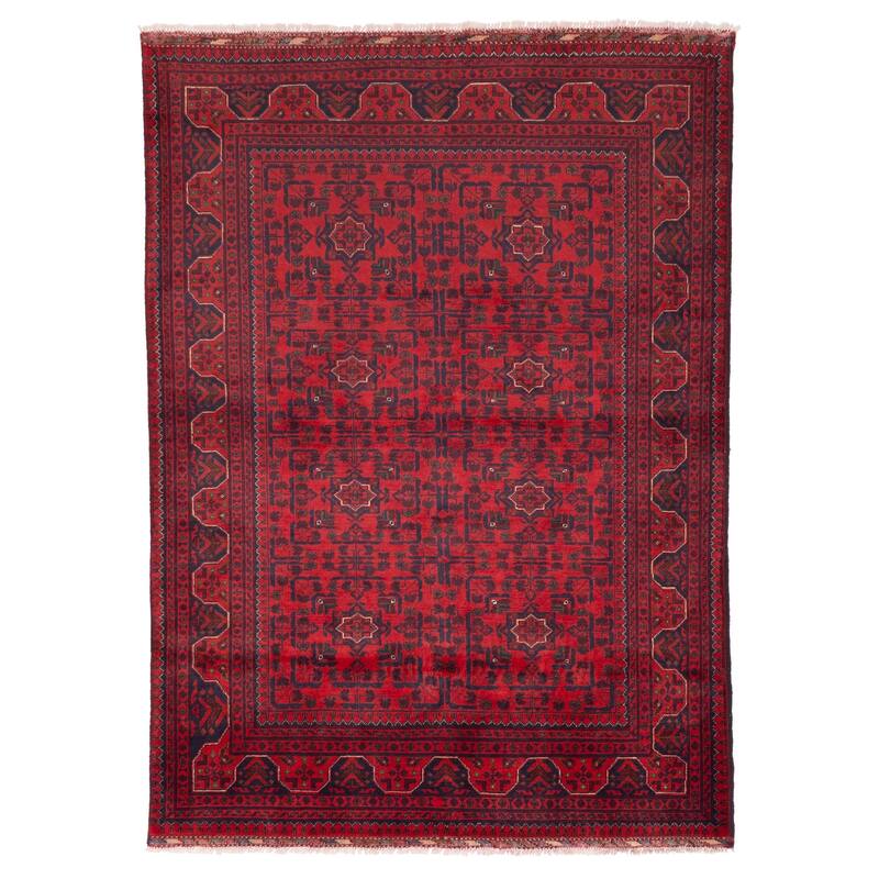 ECARPETGALLERY Hand-knotted Finest Khal Mohammadi Red Wool Rug - 4'2 x 5'10