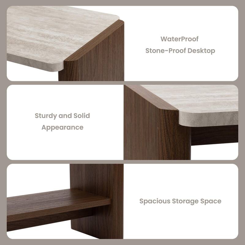 SUNBURY Modern Coffee Table with Walnut Wood Legs