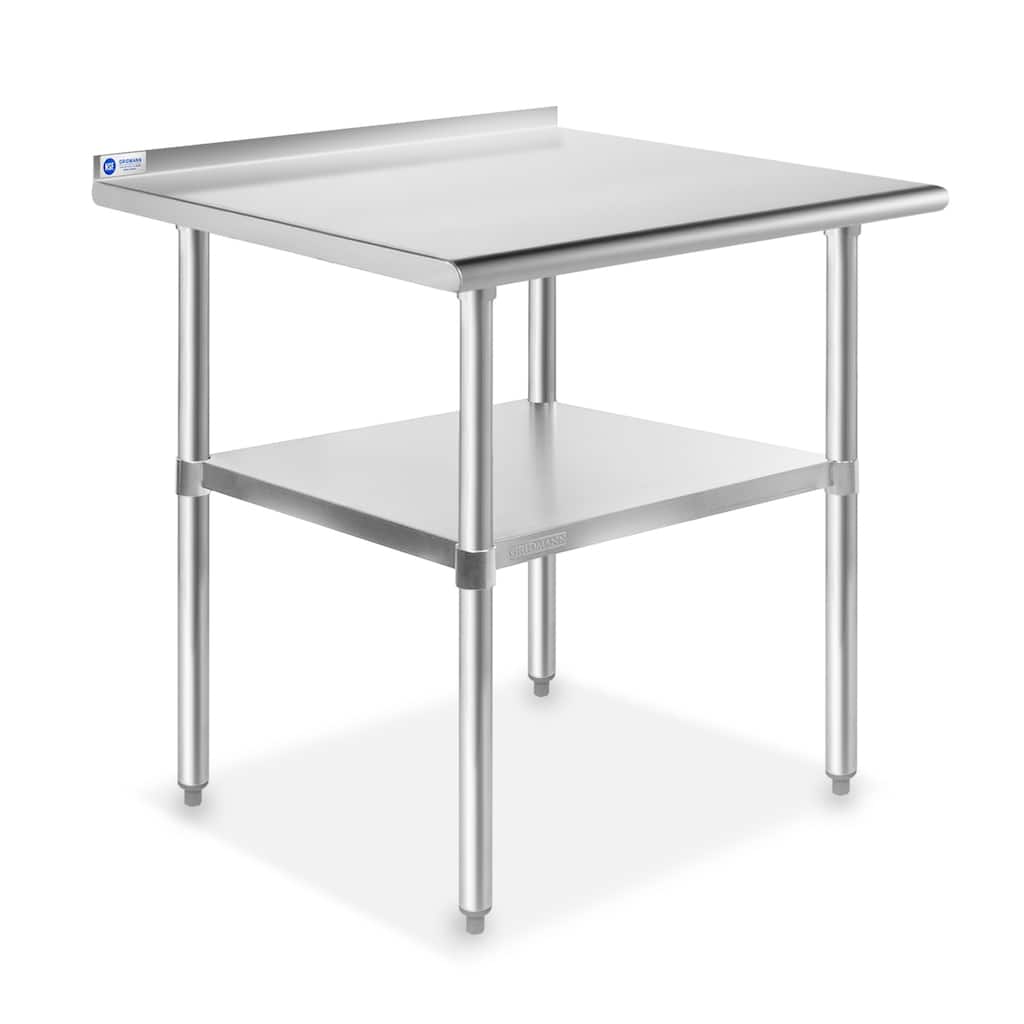 30 x 24in NSF Stainless Steel Prep Table with Backsplash