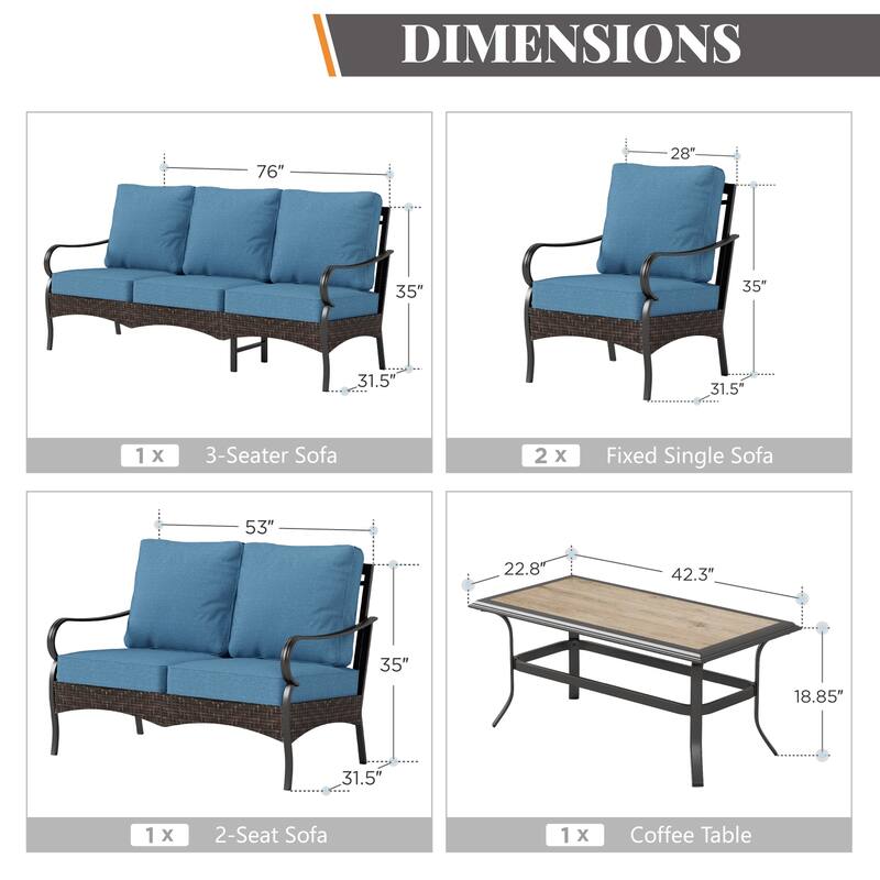 MAISON ARTS 4-Piece Rattan Wicker Patio Furniture Set with Swivel Chairs, Metal Frame & Coffee Table for Outdoor Spaces
