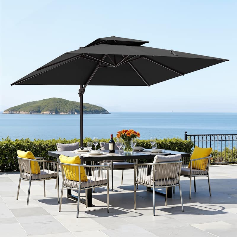 10 x 13 Feet Double Top Outdoor Patio Offset Cantilever Umbrella with NO Base