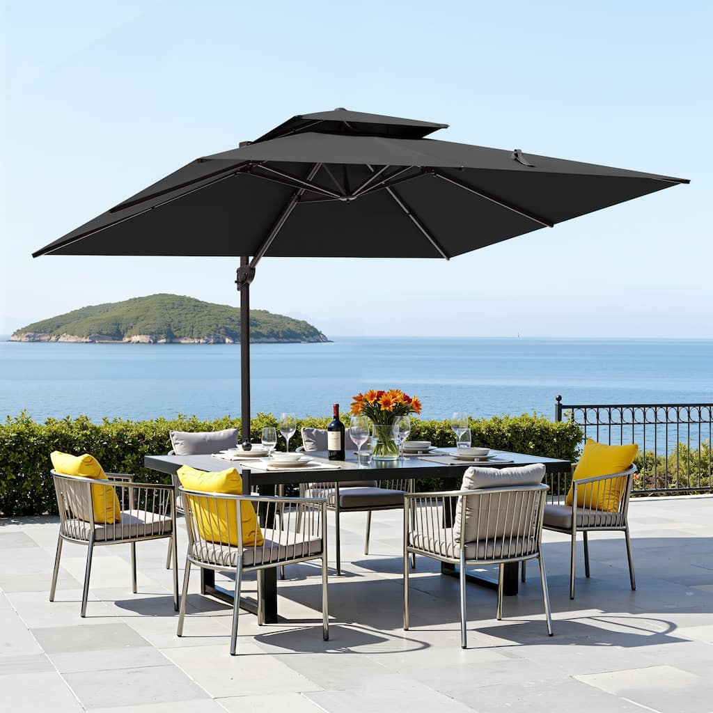 10 x 13 Feet Double Top Outdoor Patio Offset Cantilever Umbrella with NO Base