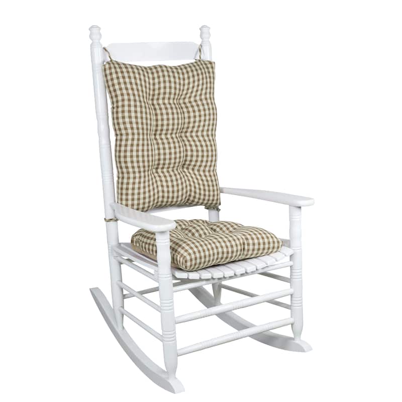 Gripper Gingham Rocking Chair Seat Cushion Set with Gripper Backing