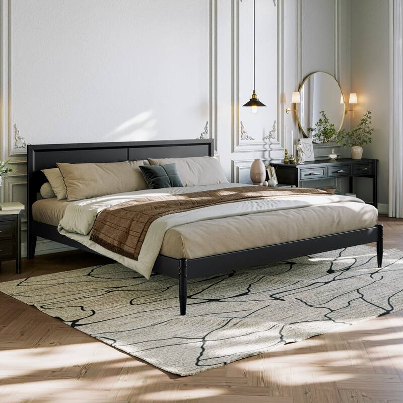 Ellarie Platform Bed with Adjustable Headboard - King - Black