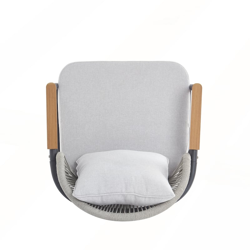 Outdoor Rope Club Chair with Textured Taupe Cushion Set of 1