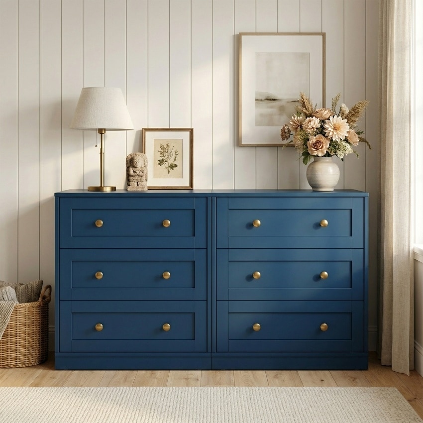 Set of 2 Modern Nightstands with 3 Drawers
