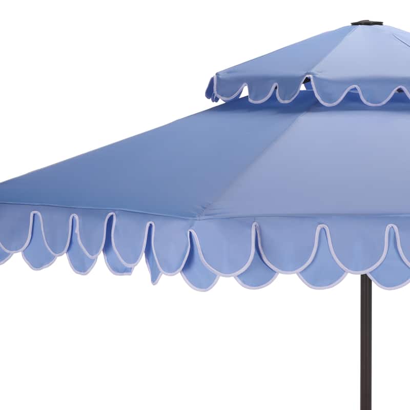 SAFAVIEH Outdoor Kjerstin Valance 9Ft Double Top Umbrella