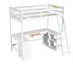 preview thumbnail 5 of 7, Twin Size Wooden Loft Bed Frame with Desk and Storage Space, White