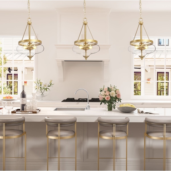 Rella 3 Light Modern Glam Urn Pendant Lights Teardrop Glass