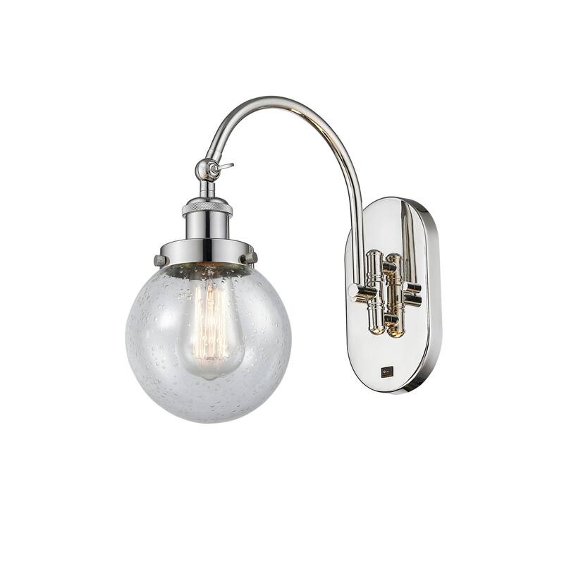 Innovations Lighting 918-1W-13-6 Beacon Sconce Beacon 13" Tall Wall - Polished Nickel / Seedy