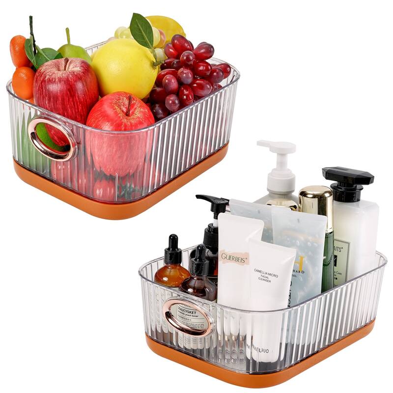 Set of 2 Plastic Storage Bins Organizers Stackable Clear Pantry Organizer Box Containers - Set of 2 - 3.94'Height