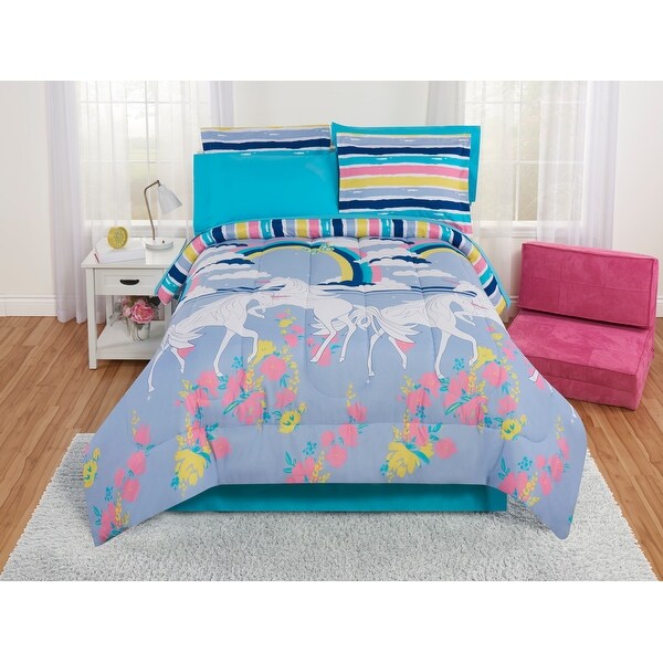 Rainbows Unicorns and Butterflies Twin Comforter Set Bed Bath