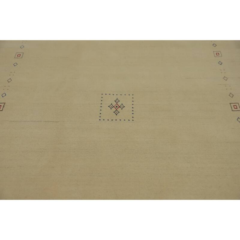 Hand Knotted Oriental 100% Wool Carpet Tribal Animal Pictorial Beige & Ivories Gabbeh Area Rug - 7' 8'' X 5' 7''