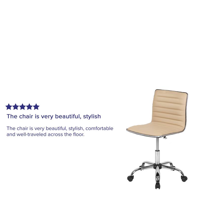 Low Back Designer Armless Ribbed Swivel Task Office Chair